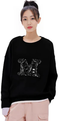 (W) ''S Max Mara 黑色字母印花圆领宽松毛衣。 2313660533600-004 Shop (W) ''S Max Mara 黑色字母印花圆领宽松毛衣。 2313660533600-004