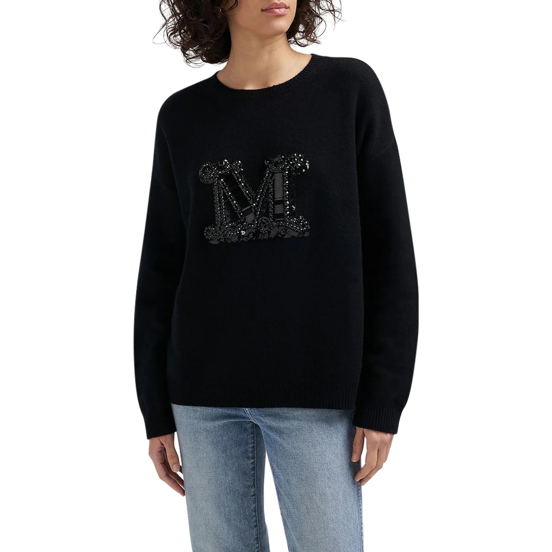 (Women) 'S Max Mara MaxMara  Black Letter Print Crewneck Oversized Sweater. 2313660533600-004 圖 5