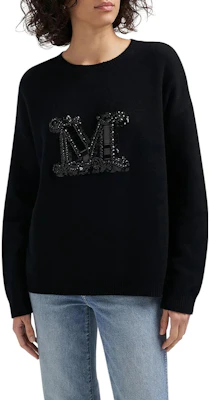 (W) ''S Max Mara 黑色字母印花圆领宽松毛衣。 2313660533600-004 Purchase (W) ''S Max Mara 黑色字母印花圆领宽松毛衣。 2313660533600-004
