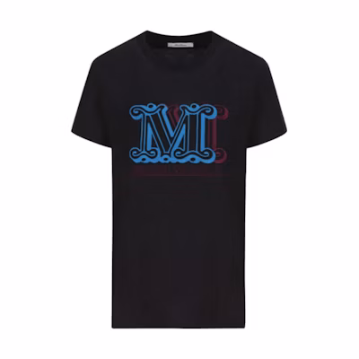 (Women) 'S Max Mara MaxMara Black Logo Print Crew Neck Short Sleeve Oversized T-Shirt 19460423-600-007