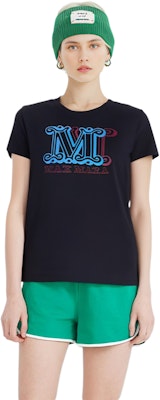 (W) 막스마라 블랙 로고 프린트 크루넥 반팔 오버사이즈 티셔츠 19460423-600-007 Lookbook (W) 막스마라 블랙 로고 프린트 크루넥 반팔 오버사이즈 티셔츠 19460423-600-007