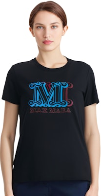 (W) 막스마라 블랙 로고 프린트 크루넥 반팔 오버사이즈 티셔츠 19460423-600-007 Shop (W) 막스마라 블랙 로고 프린트 크루넥 반팔 오버사이즈 티셔츠 19460423-600-007