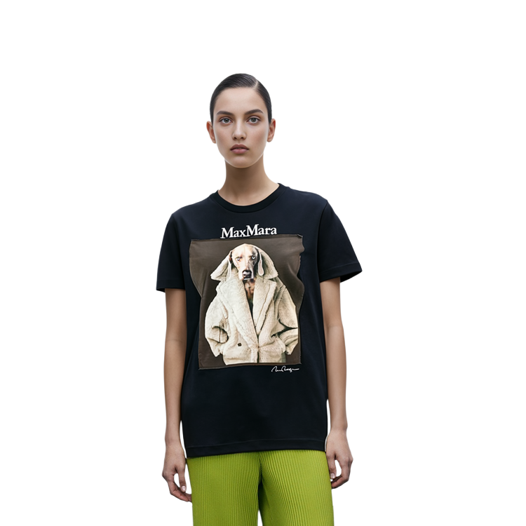 Details for (W) 막스마라 블랙 루즈핏 애니멀 프린트 그래픽 반팔 티셔츠 2319460339600-VALIDO004