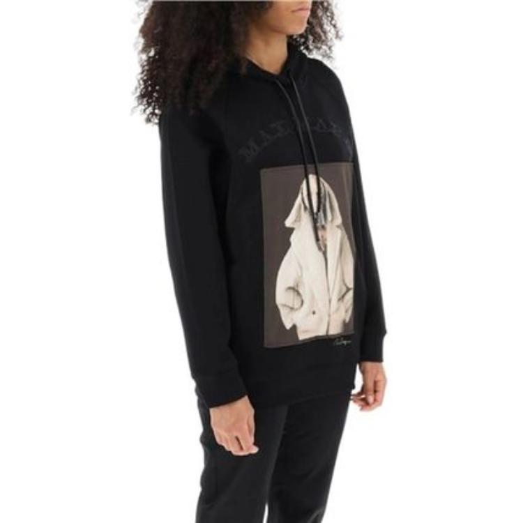 Sizing (W) 막스마라 블랙 프린티드 그래픽 후드티 긴팔 1926013906004-LILLO