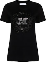 (Women) 'S Max Mara MaxMara Black Short-Sleeve Crewneck Letter Logo T-Shirt. 2411941011600-010 (Women) 'S Max Mara MaxMara Black Short-Sleeve Crewneck Letter Logo T-Shirt. 2411941011600-010