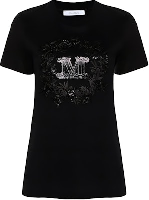 (W) 막스마라 블랙 반팔 크루넥 로고 티셔츠. 2411941011600-010 Buy (W) 막스마라 블랙 반팔 크루넥 로고 티셔츠. 2411941011600-010