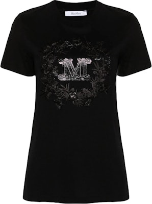 (W) 막스마라 블랙 반팔 크루넥 로고 티셔츠. 2411941011600-010 Order (W) 막스마라 블랙 반팔 크루넥 로고 티셔츠. 2411941011600-010