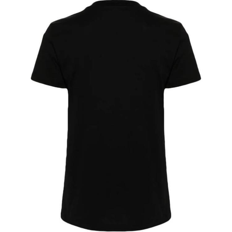 Lookbook (W) 막스마라 블랙 반팔 크루넥 로고 티셔츠. 2411941011600-010