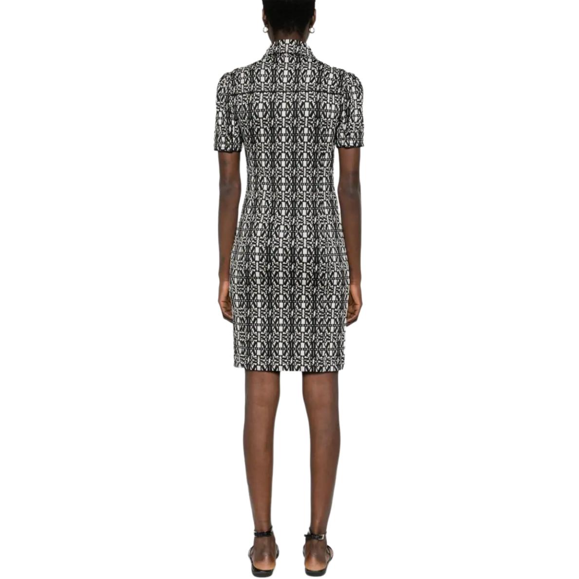 Shop (Women) 'S Max Mara MaxMara  Black Short Sleeve Mini Dress with All-Over Print Design 2411621022600-001