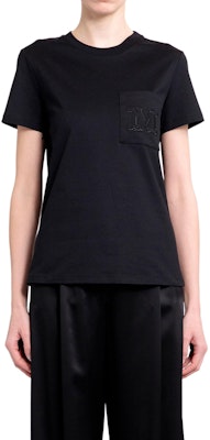 (Women) 'S Max Mara MaxMara Black Short Sleeve T-Shirt with Round Neck and Letter Print 2411941032600-005 Shop (Women) 'S Max Mara MaxMara Black Short Sleeve T-Shirt with Round Neck and Letter Print 2411941032600-005