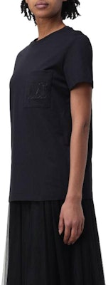 (Women) 'S Max Mara MaxMara Black Short Sleeve T-Shirt with Round Neck and Letter Print 2411941032600-005 Purchase (Women) 'S Max Mara MaxMara Black Short Sleeve T-Shirt with Round Neck and Letter Print 2411941032600-005