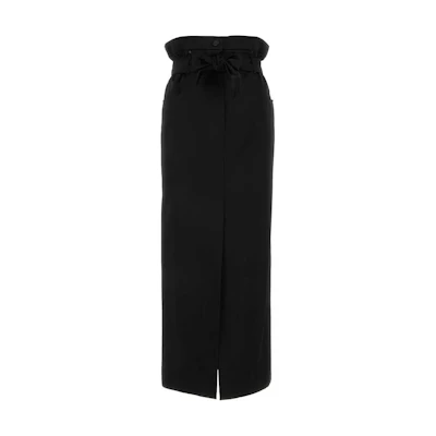 (Women) 'S Max Mara MaxMara Black Solid High-Waist Midi Casual Skirt. 2311060439600002