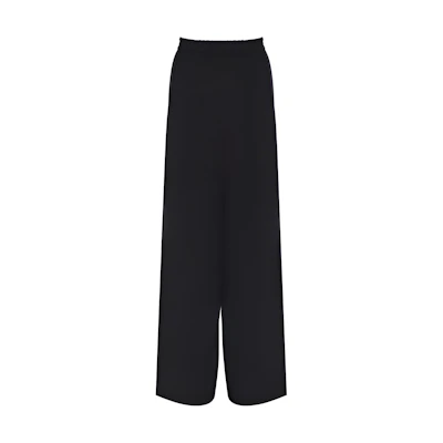 (Women) 'S Max Mara MaxMara Black Solid Wide-Leg Side-Slit Casual Pants 1131011206007-BOHEME