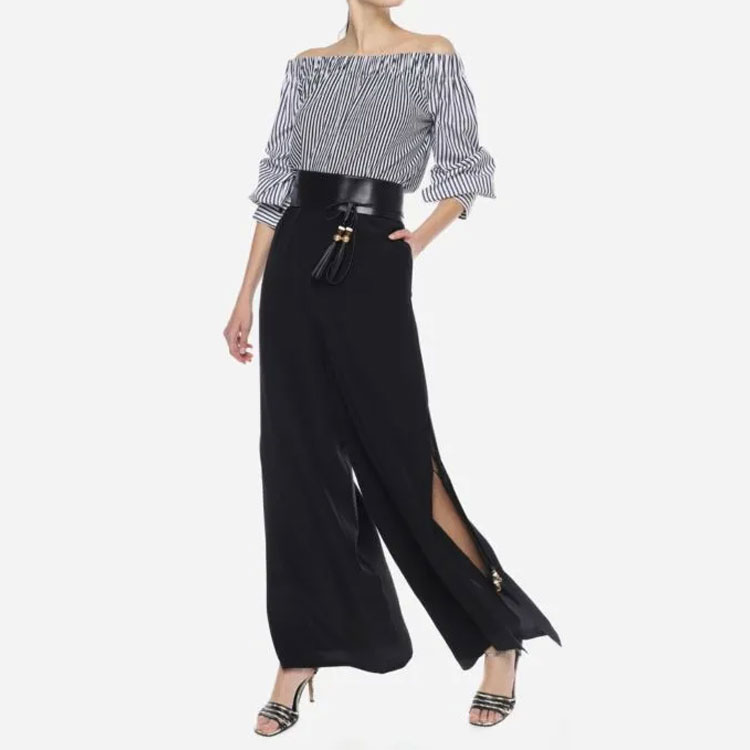 Lookbook (W) ''S Max Mara MaxMara 黑色寬版側開衩休閒長褲 1131011206007-BOHEME