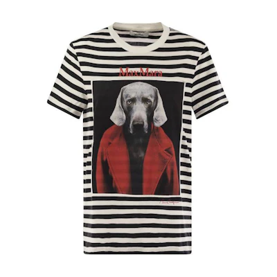 (Women) 'S Max Mara MaxMara Black Striped Animal Print Crewneck T-Shirt. 1946084106003