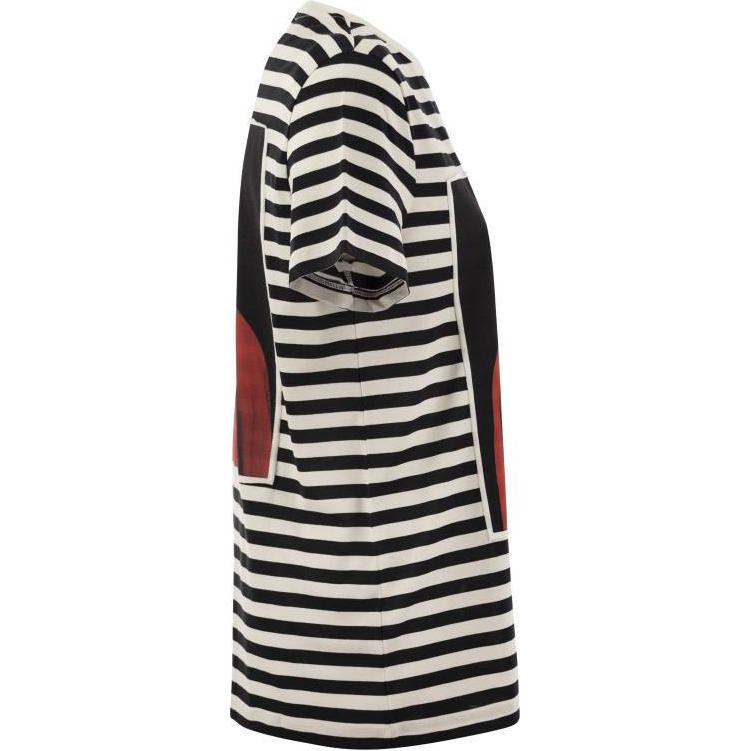 Shop (Women) 'S Max Mara MaxMara  Black Striped Animal Print Crewneck T-Shirt. 1946084106003