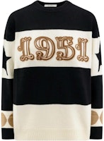 (Women) 'S Max Mara MaxMara Black Striped Letter Crewneck Loose Long Sleeve Sweater 1366124106-008 (Women) 'S Max Mara MaxMara Black Striped Letter Crewneck Loose Long Sleeve Sweater 1366124106-008