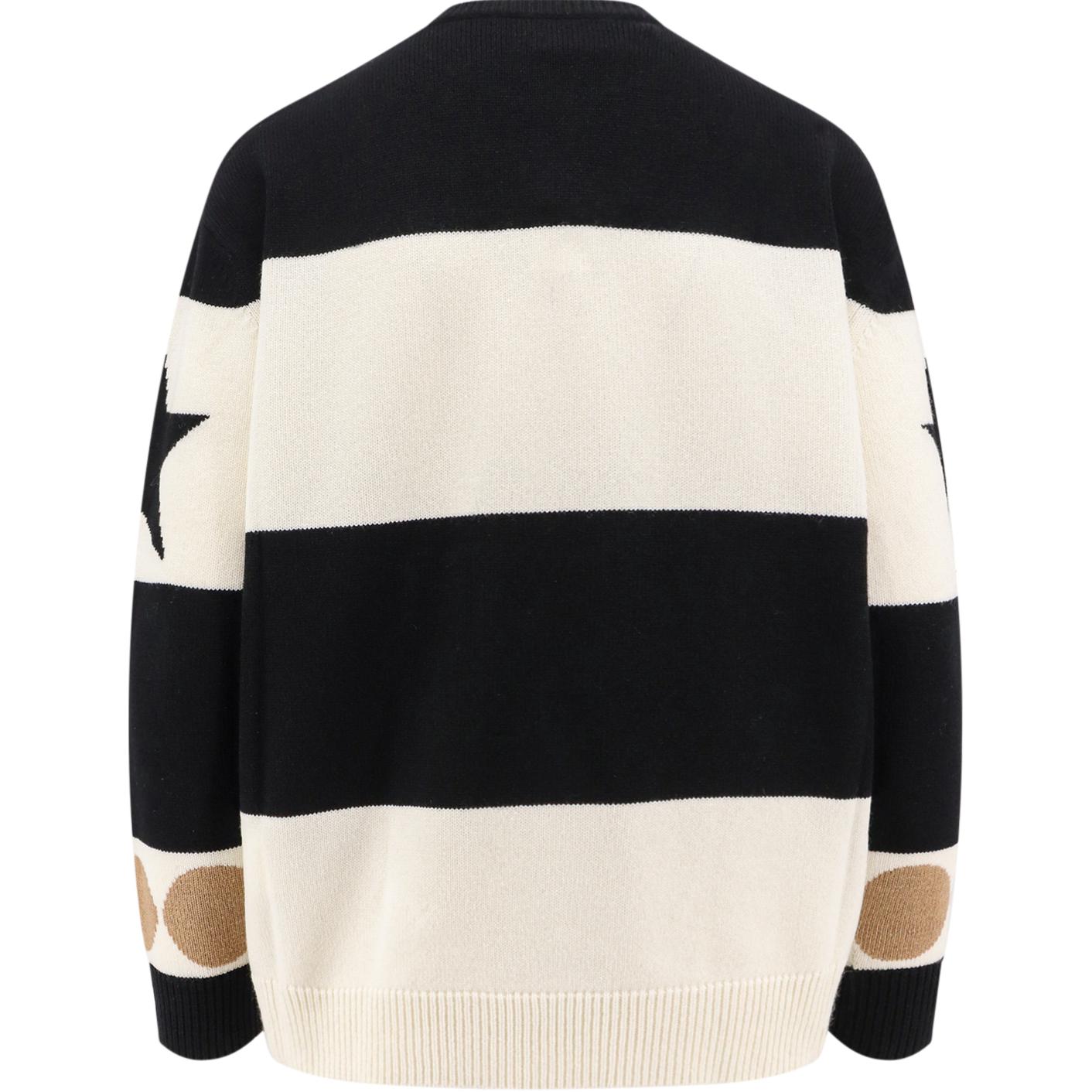 Lookbook (Women) 'S Max Mara MaxMara  Black Striped Letter Crewneck Loose Long Sleeve Sweater 1366124106-008