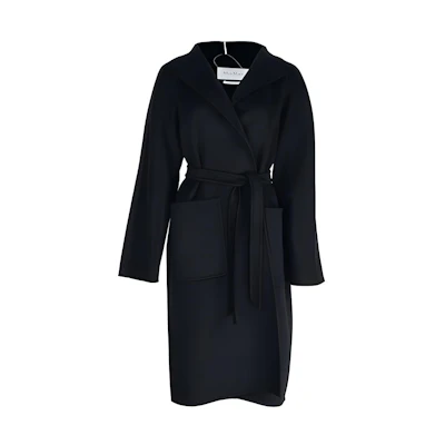 (Women) 'S Max Mara MaxMara Black Tie-Waist Long-Sleeve Midi Coat 10160229004
