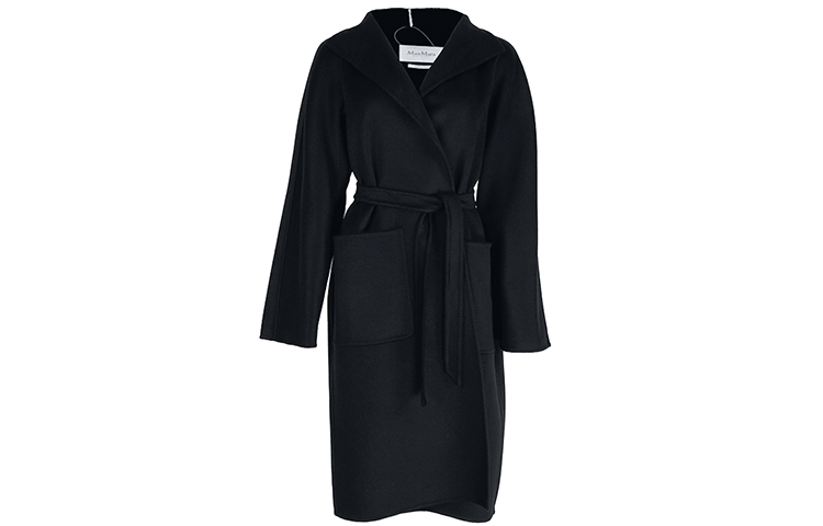 (Women) 'S Max Mara MaxMara  Black Tie-Waist Long-Sleeve Midi Coat 10160229004 圖 2