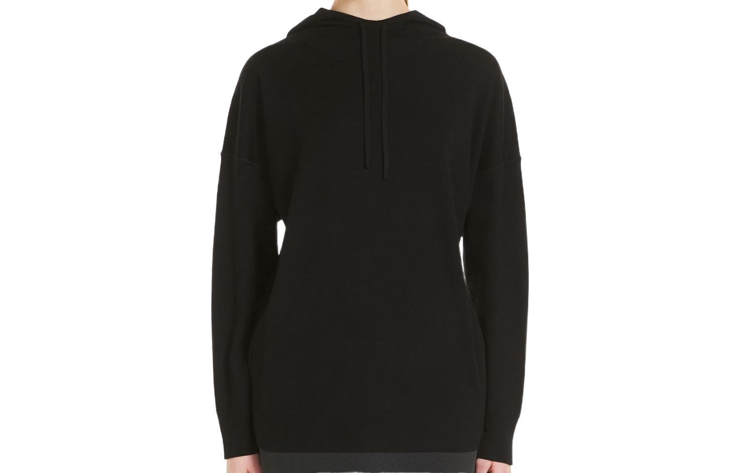 (Women) 'S Max Mara MaxMara  Black Wool Cashmere Hoodie Sweater Loose Fit Pullover 1361012106005-ULRICO