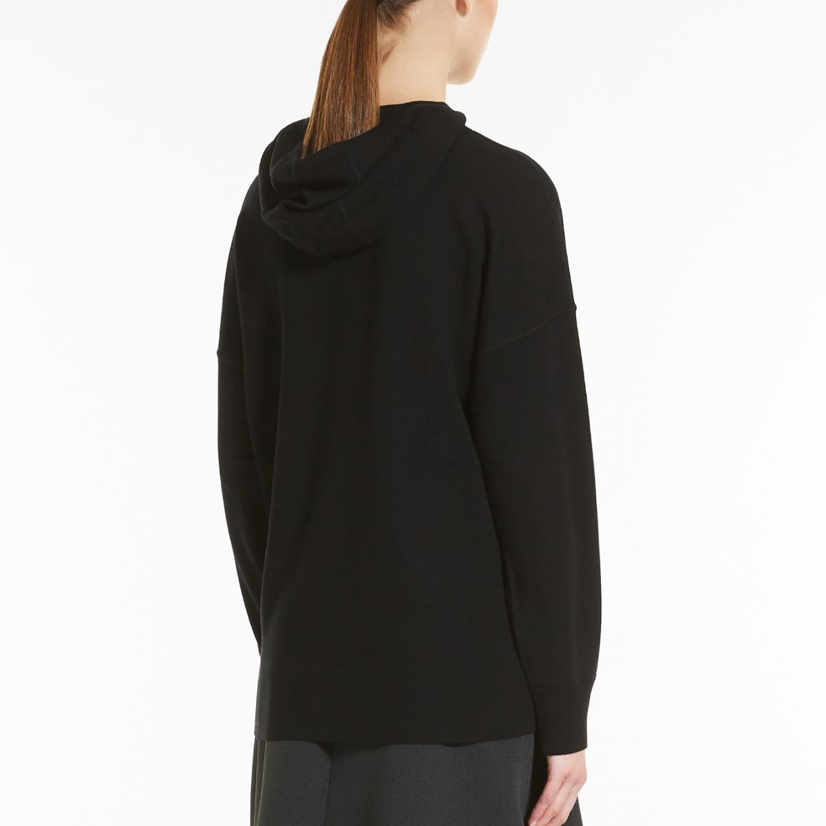 Shop (W) 막스 마라 블랙 울 캐시미어 후드 스웨터 루즈핏 풀오버 1361012106005-ULRICO