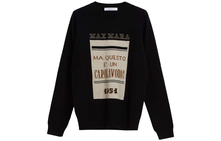 Order (W) ''Max Mara Black Wool Cashmere Sweater Crewneck Polos Wanita Casual'' 1366181306021-HIGHER