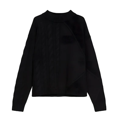 (Women) 'S Max Mara MaxMara Black Wool Cashmere Ribbed Crewneck Long Sleeve Sweater 1366142306008-ACCORDO