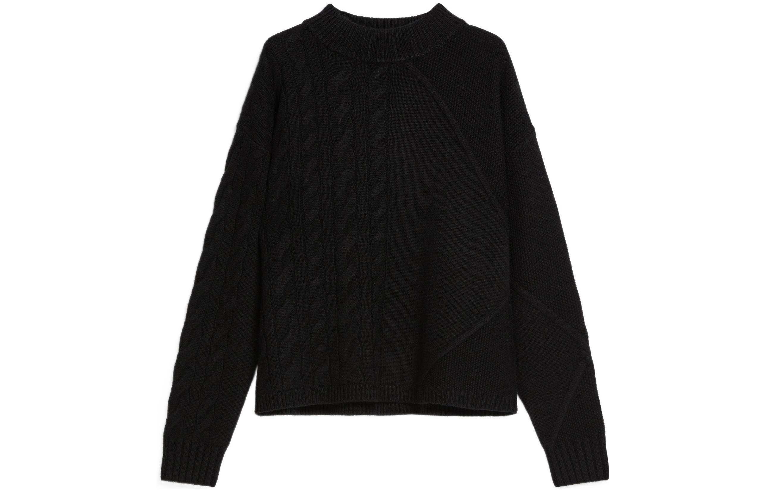 Order (Women) 'S Max Mara MaxMara  Black Wool Cashmere Ribbed Crewneck Long Sleeve Sweater 1366142306008-ACCORDO