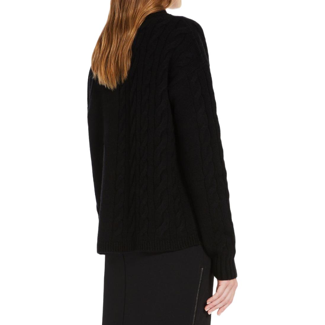 Shop (Women) 'S Max Mara MaxMara  Black Wool Cashmere Ribbed Crewneck Long Sleeve Sweater 1366142306008-ACCORDO