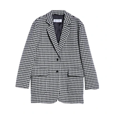 (Women) 'S Max Mara MaxMara Black Wool Plaid Blazer Single-Breasted Jacket 1046123306