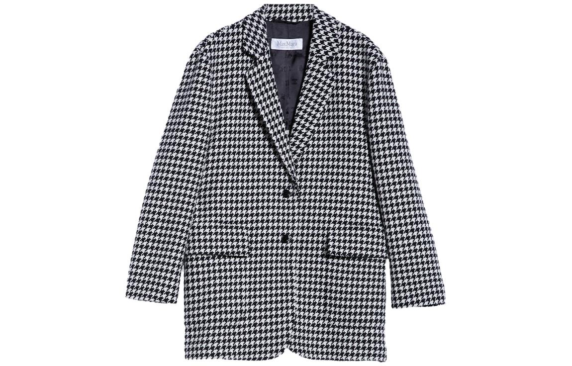 Order (Women) 'S Max Mara MaxMara  Black Wool Plaid Blazer Single-Breasted Jacket 1046123306