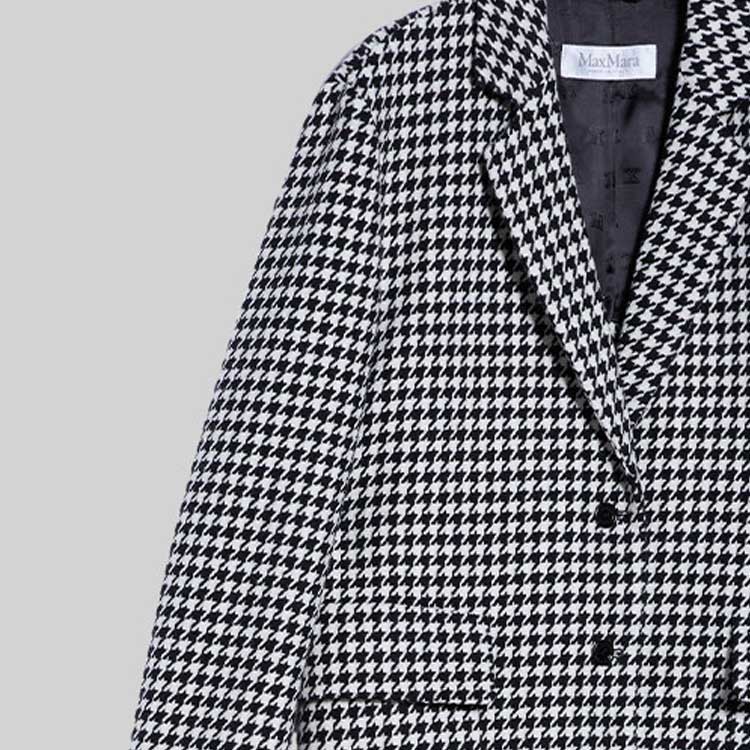 Shop (Women) 'S Max Mara MaxMara  Black Wool Plaid Blazer Single-Breasted Jacket 1046123306