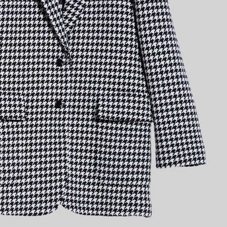 Details for (Women) 'S Max Mara MaxMara  Black Wool Plaid Blazer Single-Breasted Jacket 1046123306