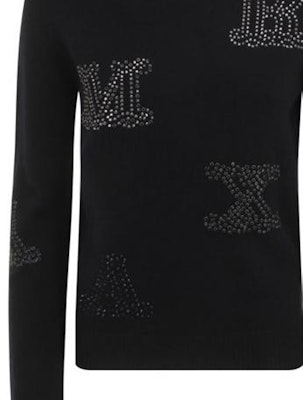 (Women) 'S Max Mara MaxMara Blue-Black Rhinestone Letter Long Sleeve Pullover Sweater 13660429-600-010 Shop (Women) 'S Max Mara MaxMara Blue-Black Rhinestone Letter Long Sleeve Pullover Sweater 13660429-600-010