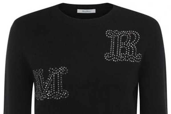 (Women) 'S Max Mara MaxMara Blue-Black Rhinestone Letter Long Sleeve Pullover Sweater 13660429-600-010 Purchase (Women) 'S Max Mara MaxMara Blue-Black Rhinestone Letter Long Sleeve Pullover Sweater 13660429-600-010