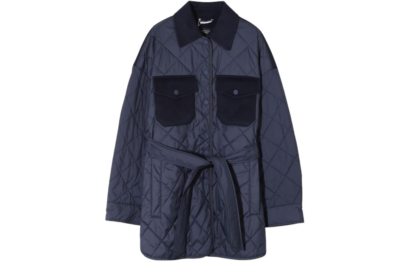 (Women) 'S Max Mara MaxMara  Blue Single-Breasted Long Jacket with Large Pockets 54860239-008