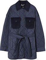 (Women) 'S Max Mara MaxMara Blue Single-Breasted Long Jacket with Large Pockets 54860239-008 (Women) 'S Max Mara MaxMara Blue Single-Breasted Long Jacket with Large Pockets 54860239-008