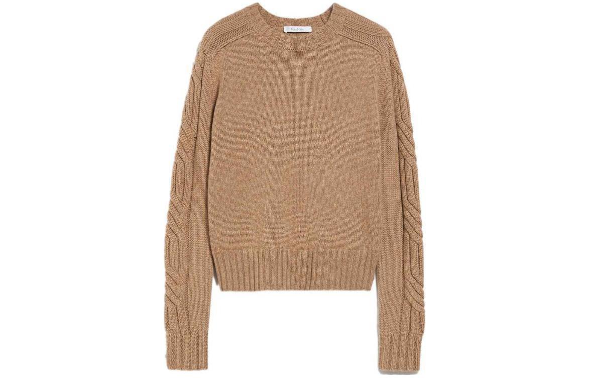 (Women) 'S Max Mara MaxMara  Brown Cable Knit Crew Neck Sweater Long Sleeve 2411361151600003