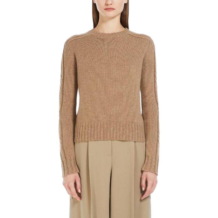 (Women) 'S Max Mara MaxMara  Brown Cable Knit Crew Neck Sweater Long Sleeve 2411361151600003 圖 4