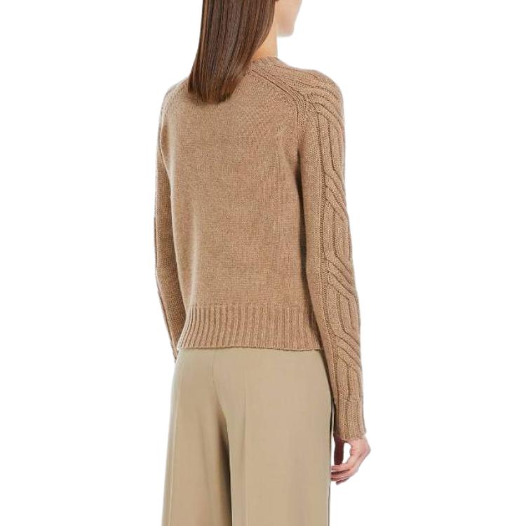 (Women) 'S Max Mara MaxMara  Brown Cable Knit Crew Neck Sweater Long Sleeve 2411361151600003 圖 5