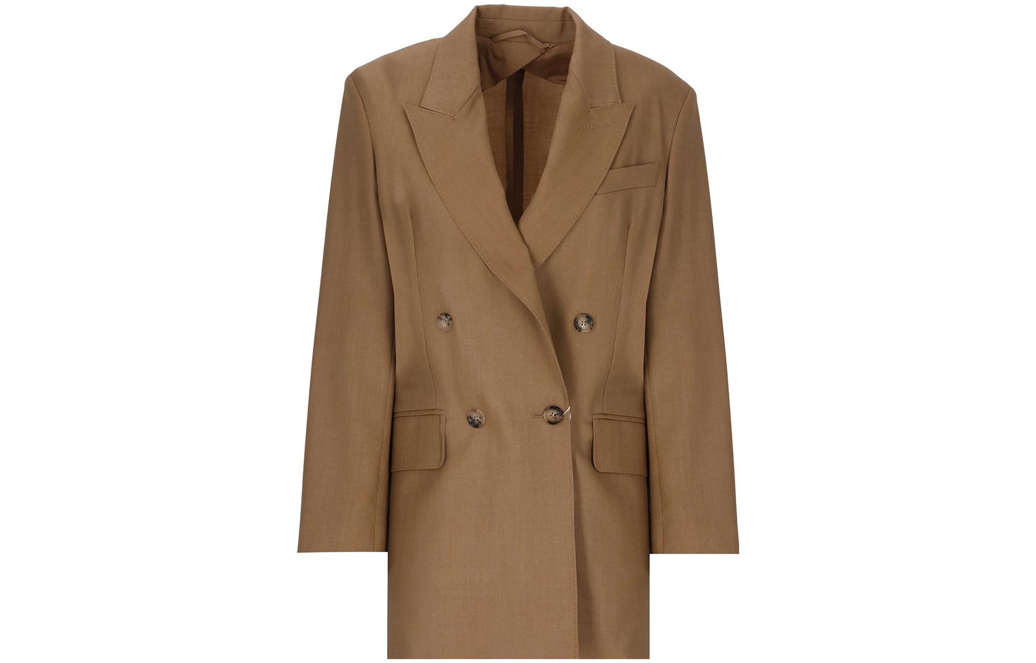 (Women) 'S Max Mara MaxMara  Brown Double-Breasted Blazer Jacket with Long Sleeves 2310460539007-MIRKO