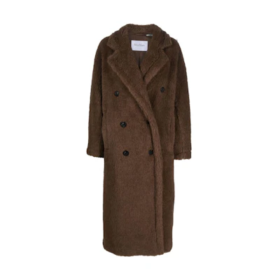 (Women) 'S Max Mara MaxMara Brown Double-Breasted Long Coat with Lapel Collar. 10162036600FAUST003