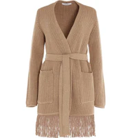 (Women) 'S Max Mara MaxMara Brown Fringed Wool-Cashmere Loose Knit Sweater. 134610036-001 (Women) 'S Max Mara MaxMara Brown Fringed Wool-Cashmere Loose Knit Sweater. 134610036-001