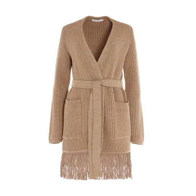 (Women) 'S Max Mara MaxMara Brown Fringed Wool-Cashmere Loose Knit Sweater. 134610036-001