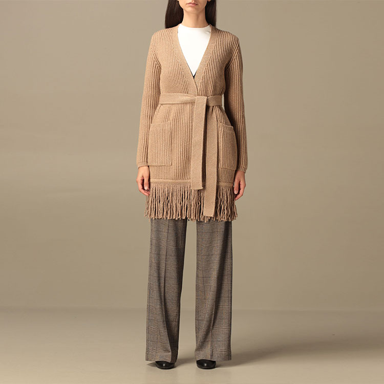 (Women) 'S Max Mara MaxMara  Brown Fringed Wool-Cashmere Loose Knit Sweater. 134610036-001 圖 5