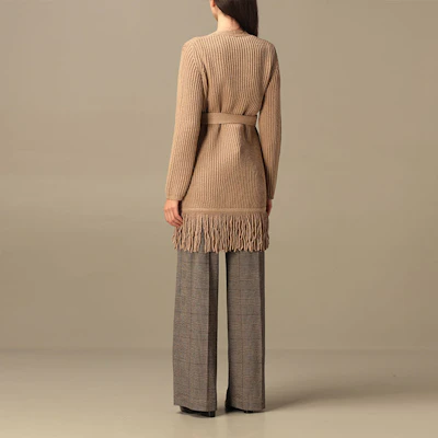 (W) ''S Max Mara MaxMara 棕色流苏羊毛羊绒宽松针织毛衣. 134610036-001 Details for (W) ''S Max Mara MaxMara 棕色流苏羊毛羊绒宽松针织毛衣. 134610036-001