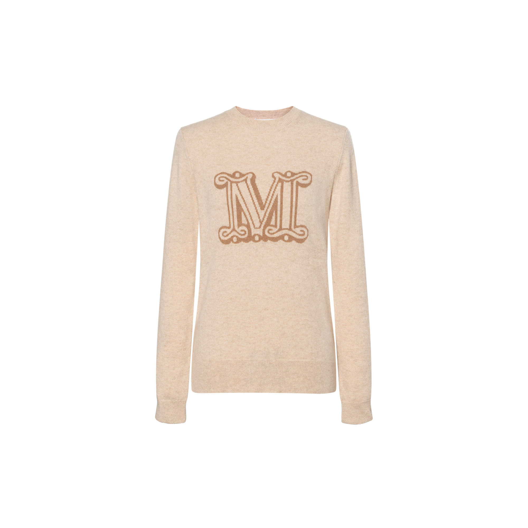 (Women) 'S Max Mara MaxMara  Brown Long-Sleeve Letter Print Crewneck Sweater 13661029600-002