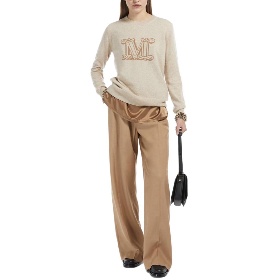 (Women) 'S Max Mara MaxMara  Brown Long-Sleeve Letter Print Crewneck Sweater 13661029600-002 圖 3