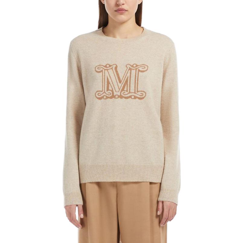 (Women) 'S Max Mara MaxMara  Brown Long-Sleeve Letter Print Crewneck Sweater 13661029600-002 圖 4
